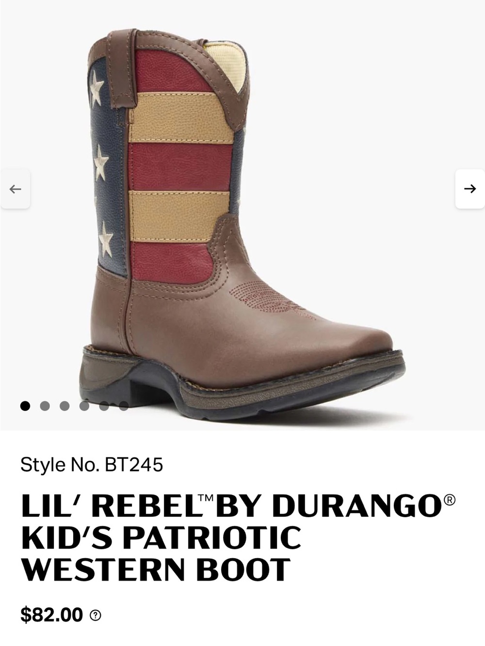 LIL' REBEL™BY DURANGO® KID'S PATRIOTIC WESTERN BOOT